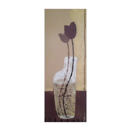 Cuadro jarrón flor granate II